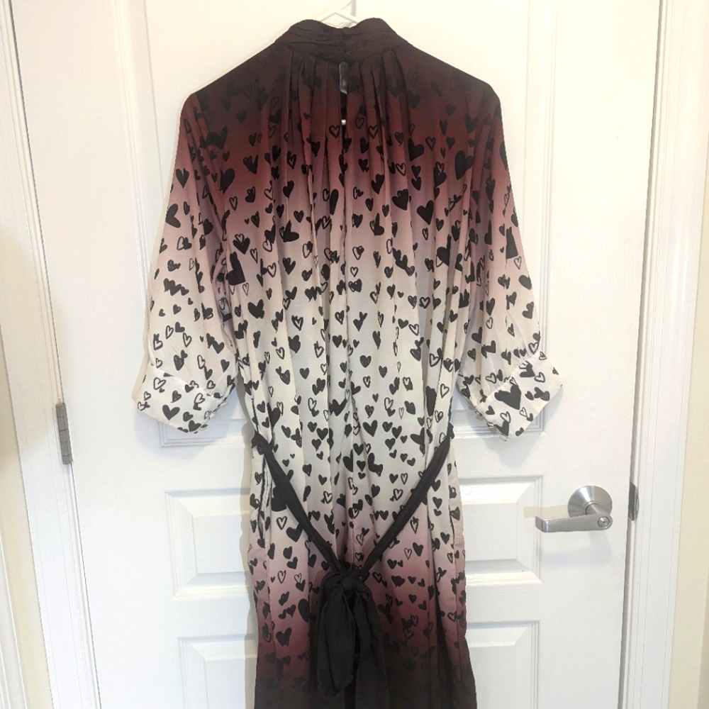 Funky black heart themed maroon & off white dress.